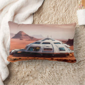 AIで生成された未来的火星ハビタットドーム ランバークッション (ブランケット)