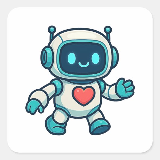 AIとロボットキャラクター スクエアシール (正面)