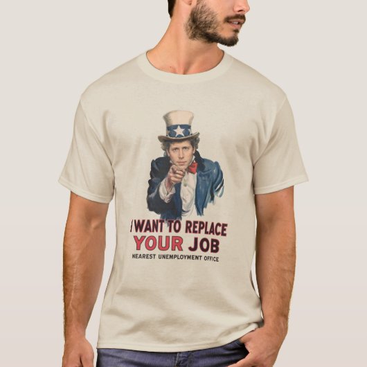 AIにあなたの仕事を奪って欲しい Uncle Sam Tシャツ (正面)