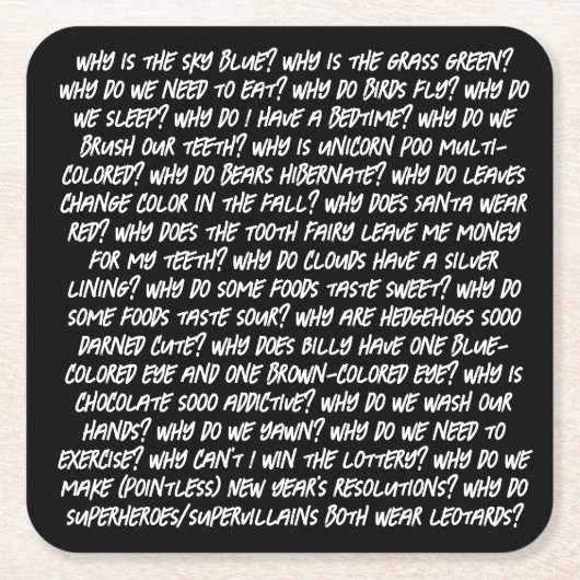 AIにおもしろい対する質問が多すぎる スクエアペーパーコースター (正面)