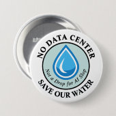 AIには一滴たりとも NO DATA CENTER SAVE OUR WATER 缶バッジ (正面&裏面)