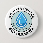 AIには一滴たりとも NO DATA CENTER SAVE OUR WATER 缶バッジ (正面)