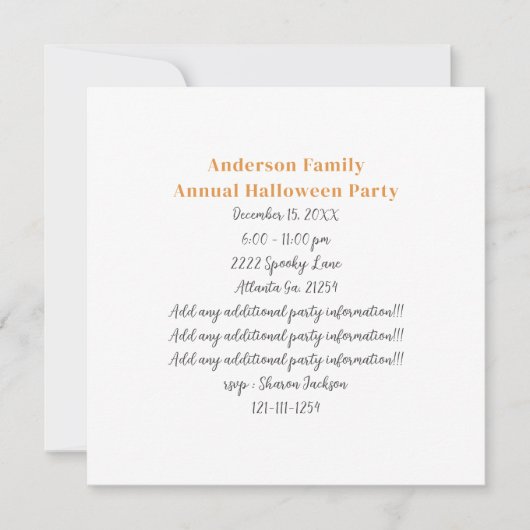 AIによって生成された不気味幽霊ハロウィーン 招待状 (正面)