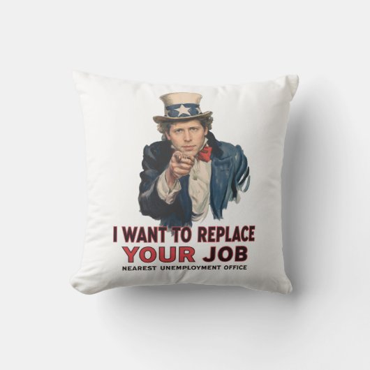 AIに仕事を奪われたくないですか Uncle Sam クッション (正面)