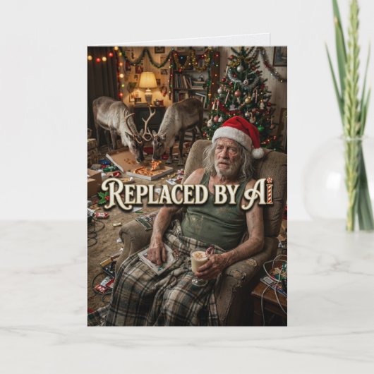 AIに職を奪われたサンタのクリスマス・ジョーク カード (正面)