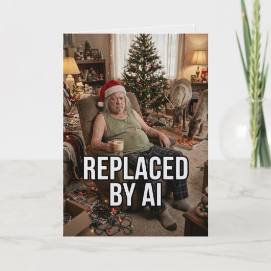 AIに職を奪われたサンタのクリスマス・ジョーク カード (正面)