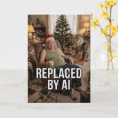 AIに職を奪われたサンタのクリスマス・ジョーク カード (黄色い花)