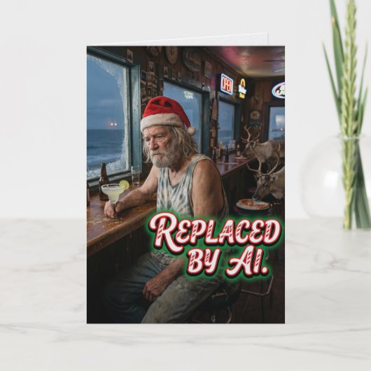  AIに職を奪われたサンタ 冗談クリスマスカード カード (正面)