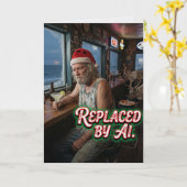  AIに職を奪われたサンタ 冗談クリスマスカード カード (黄色い花)