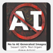 AIの「アート」生成イメージにノーと答える スクエアシール (正面)