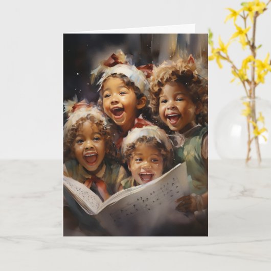 AIを歌う4人の子どもたちがアートクリスマスを支援 カード (黄色い花)