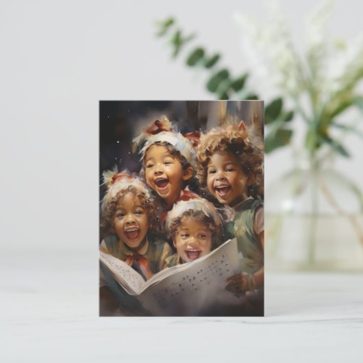 AIを歌う4人の子どもたちがアートクリスマスを支援 シーズンポストカード (スタンド正面)