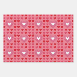 AIアートレッドピンクホワイトハートピンクラッピング紙 ラッピングペーパーシート