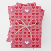 AIアートレッドピンクホワイトハートピンクラッピング紙 ラッピングペーパーシート (インサイチュ)