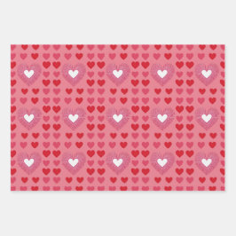 AIアートレッドピンクホワイトハートピンクラッピング紙 ラッピングペーパーシート