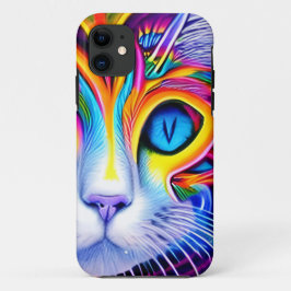 AIアート発クール生青抽象芸術猫 iPhone 11 ケース