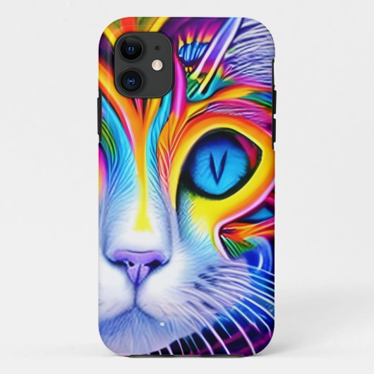 AIアート発クール生青抽象芸術猫 Case-Mate iPhoneケース (裏面)