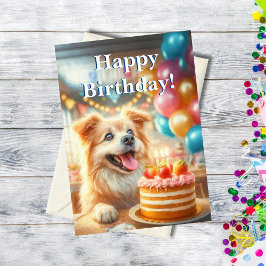 AIアート 誕生日ケーキの犬 カード