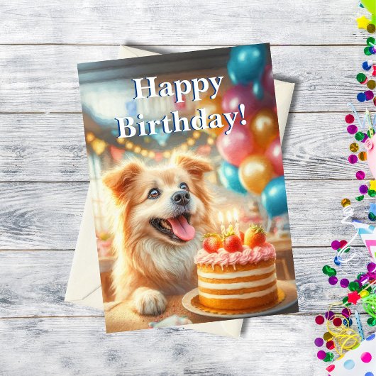 AIアート 誕生日ケーキの犬 カード