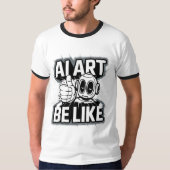 AIアートTシャツの白を親指で飾る Tシャツ (正面)