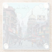 Aiイラストレーション・オブ・コルカタ（インド） ガラスコースター (裏面)