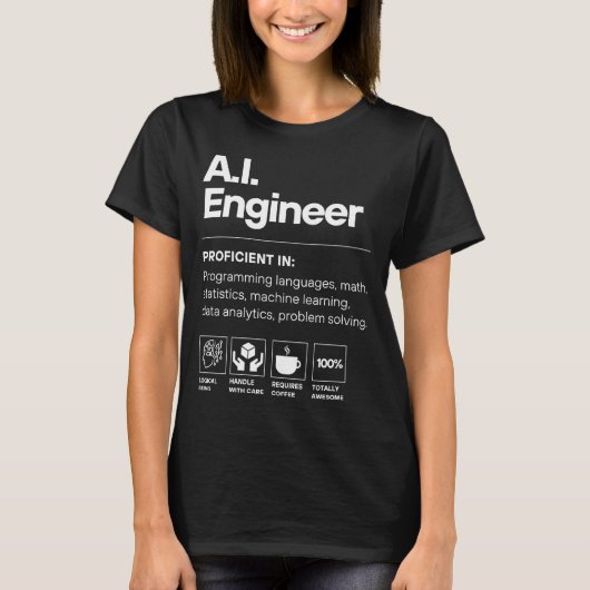AIエンジニア ジョークTシャツ Tシャツ (正面)