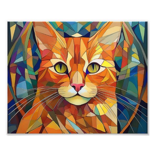 AIキュービズム猫 フォトプリント            (正面)