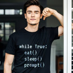 AIコーディング Tシャツ<br><div class="desc">カフェインと創造性の終わりのないループに住む迅速なエンジニアのために、このミニマルなAI Tシャツはコーダの生活を爪、 ネイルする。True: 食べ(); sleep(); prompt()；ピクセルスタイルフォントでは、それは開発者、技術愛好家、マトリックス内の誰もが深いするのに最適である。ブラック・オン・ホワイトのデザインは、ハッカソン、スタートアップ・オフィス、ストリートウェアなどに使えるレトロなギークシックな雰囲気をカジュアル加える。プログラマ、チャットボット愛好家、すべてのテクノロジーのための機知に富んだギフトをストライプ作る。マシ学ン？機械生活みたいだな。</div>