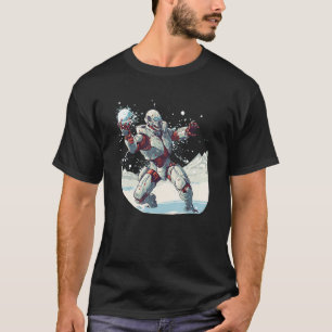 AIサイボーおもしろいグファンのための雪玉の戦いのロボット Tシャツ