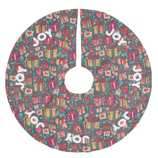 AIジョイギフトとハートクリスマスツリースカート ブラッシュドポリエステルツリースカート (正面)