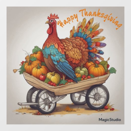 AIターキーホイールバーロウ感謝祭ウィンドウデカール ウィンドウサイン (シート)