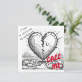 AIダウンロード可能な白黒の壊れたハートカード 招待状 (スタンド正面)