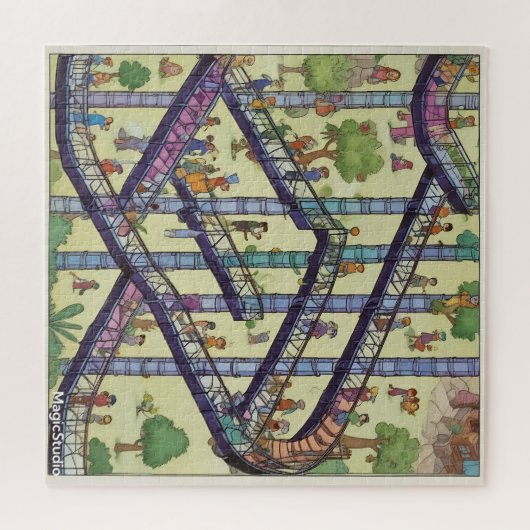 AIチュートとハシゴの奇妙な土地パズル ジグソーパズル (横)