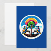 AIツリープランターシールエコフレンドリー – ロボットデザイン シーズンカード (正面/裏面)