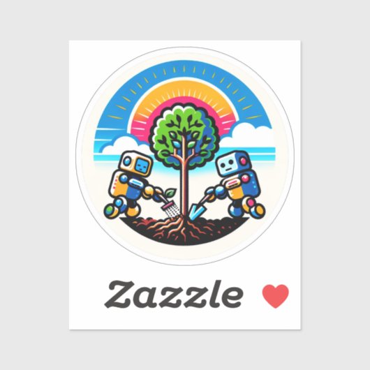 AIツリープランターシールエコフレンドリー – ロボットデザイン シール (シート)