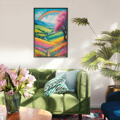 AIドリームレインボーカラフルバーチカルランドスケープ ポスター