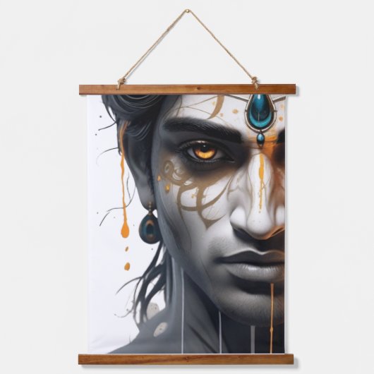 AIプリントされた主クリシュナ 吊り下げ型タペストリー (正面)