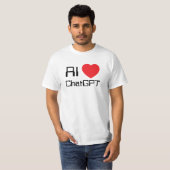 AIラブChat GPT 赤いハート 楽しい黒文字 Tシャツ (正面フル)