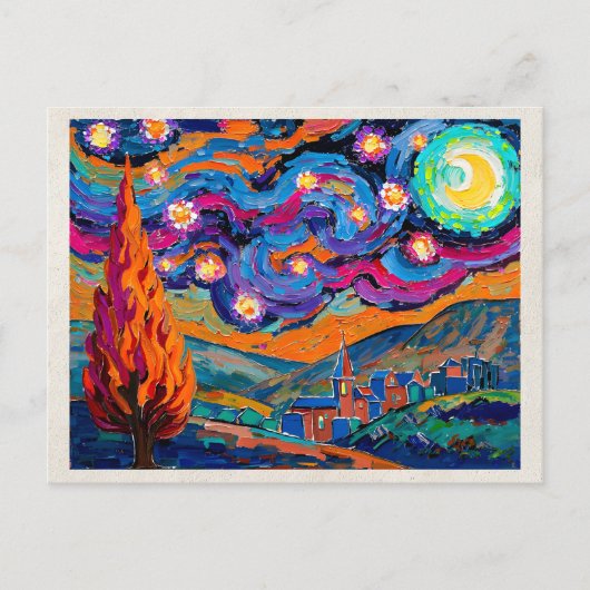 AIリミックスアート作品 フォーヴィスム 夜景 ポストカード (正面)