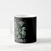 AIロボットとTech Christmas Tree – テクチメリーマス コーヒーマグカップ (正面左)