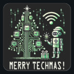 AIロボットとTech Christmas Tree – テクチメリーマス スクエアシール<br><div class="desc">テク祝クのツイストで休日！このデザインは、回路とチップで作られた未来的なクリスマスツリーの隣に立っているAIを使ったロボットを特徴としている。テクノロジー愛好家や、休暇の精神と最先端のテクノロジーを融合させるのが好きな人に最適。</div>