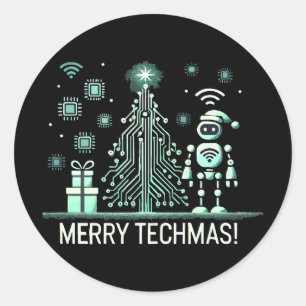 AIロボットとTech Christmas Tree – テクチメリーマス ラウンドシール