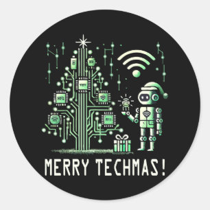 AIロボットとTech Christmas Tree – テクチメリーマス ラウンドシール