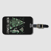 AIロボットとTech Christmas Tree – テクチメリーマス ラゲッジタグ (正面横)