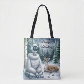 AIロボットウィンターハッピーホリデーズテガーリーックトート トートバッグ (正面)