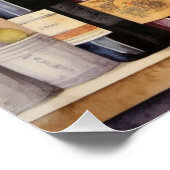 AIヴィンテージカントリーキッチンシェルブワインブドウ ポスター (コーナー)