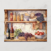 AIヴィンテージカントリーキッチンシェルブワインブドウ ポストカード (正面)