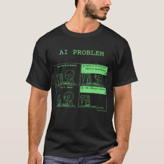 AI問題 v.2.1 モノクロ ブラック背景 Tシャツ