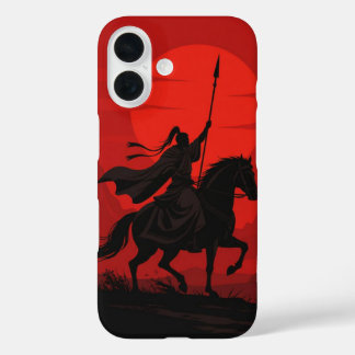 AI戦士iPhoneカバー - エピックレッドサンのシルエット iPhone 16ケース