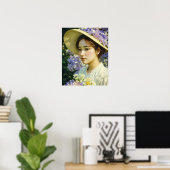 AI生成された美しいフローラ女性アートポートレート ポスター (ホームオフィス)